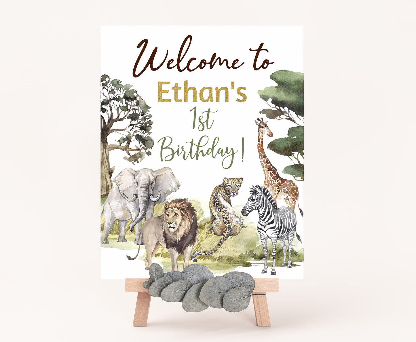 Editable Safari Welcome Sign | Jungle birthday  party decorations - 35I