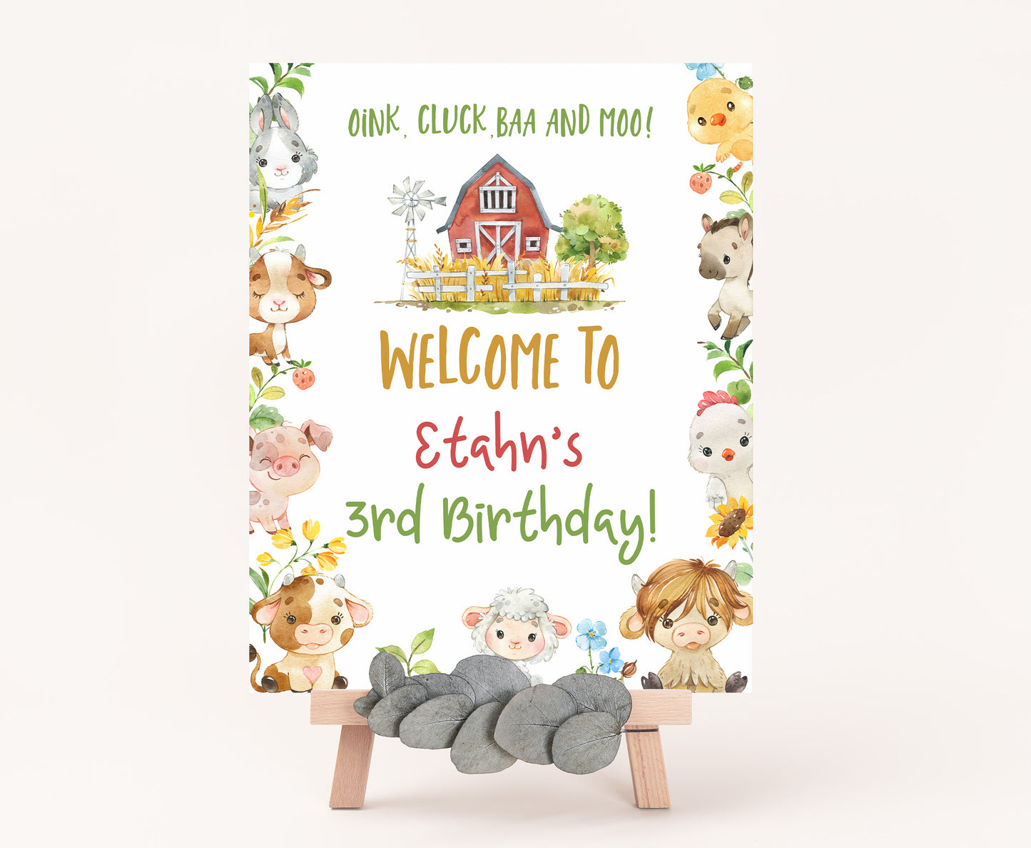 Farm Birthday Welcome Sign | Editable Barnyard Party Printable - 11D