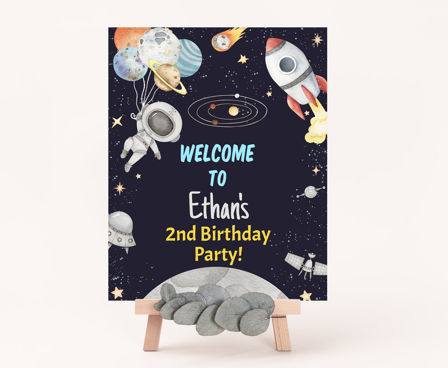 Editable Outer Space Welcome Sign | Space birthday  party decorations - 39C