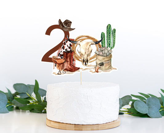 Rodeo Cake topper 2nd birthday | Cowboy Party Decorations - 34A