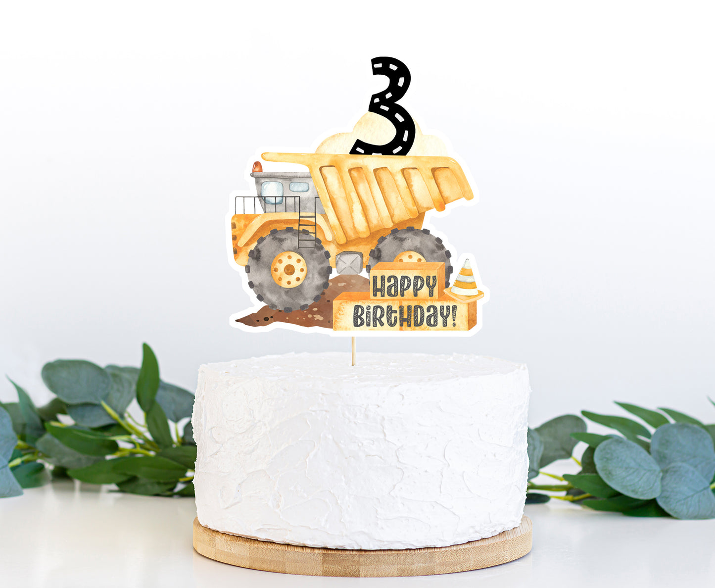 Construction Cake topper | Dump Truck 3rd Birthday Party Decorations - 07A