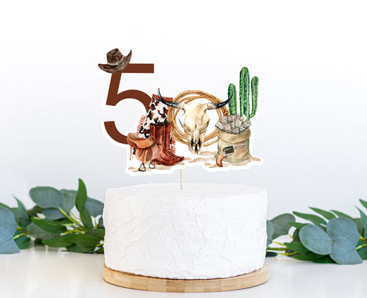 Rodeo Cake topper 5th birthday | Cowboy Party Decorations - 34A