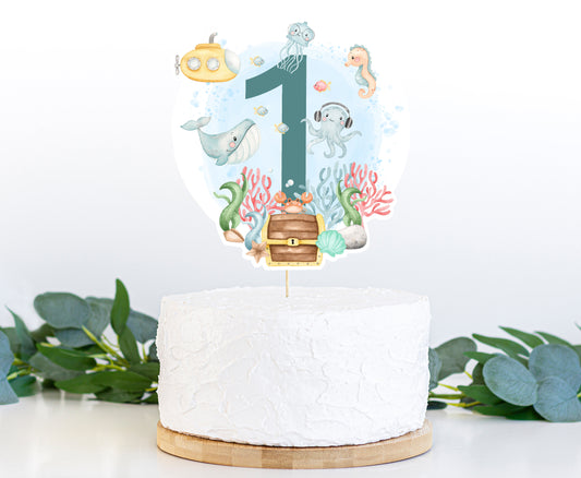 Under the Sea Cake topper | Ocean 1st Birthday Party Decorations - 44A