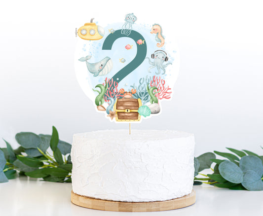 Under the Sea 2nd Birthday Cake topper | Sea Decorations - 44A