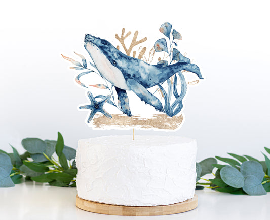 Whale Cake topper | Ocean Birthday Party Decorations - 44C