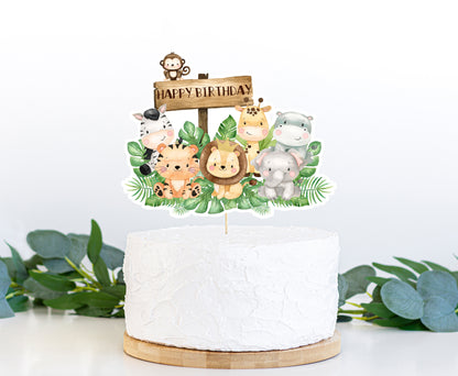 Safari Birthday Cake topper | Jungle Animals Theme Party Decorations - 35E