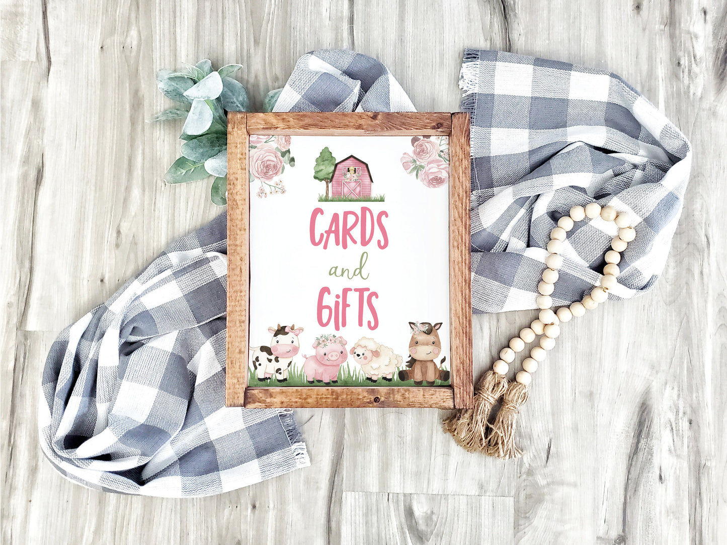 Cards and Gifts Sign Printable | Girl Farm Party Table Decoration - 11A