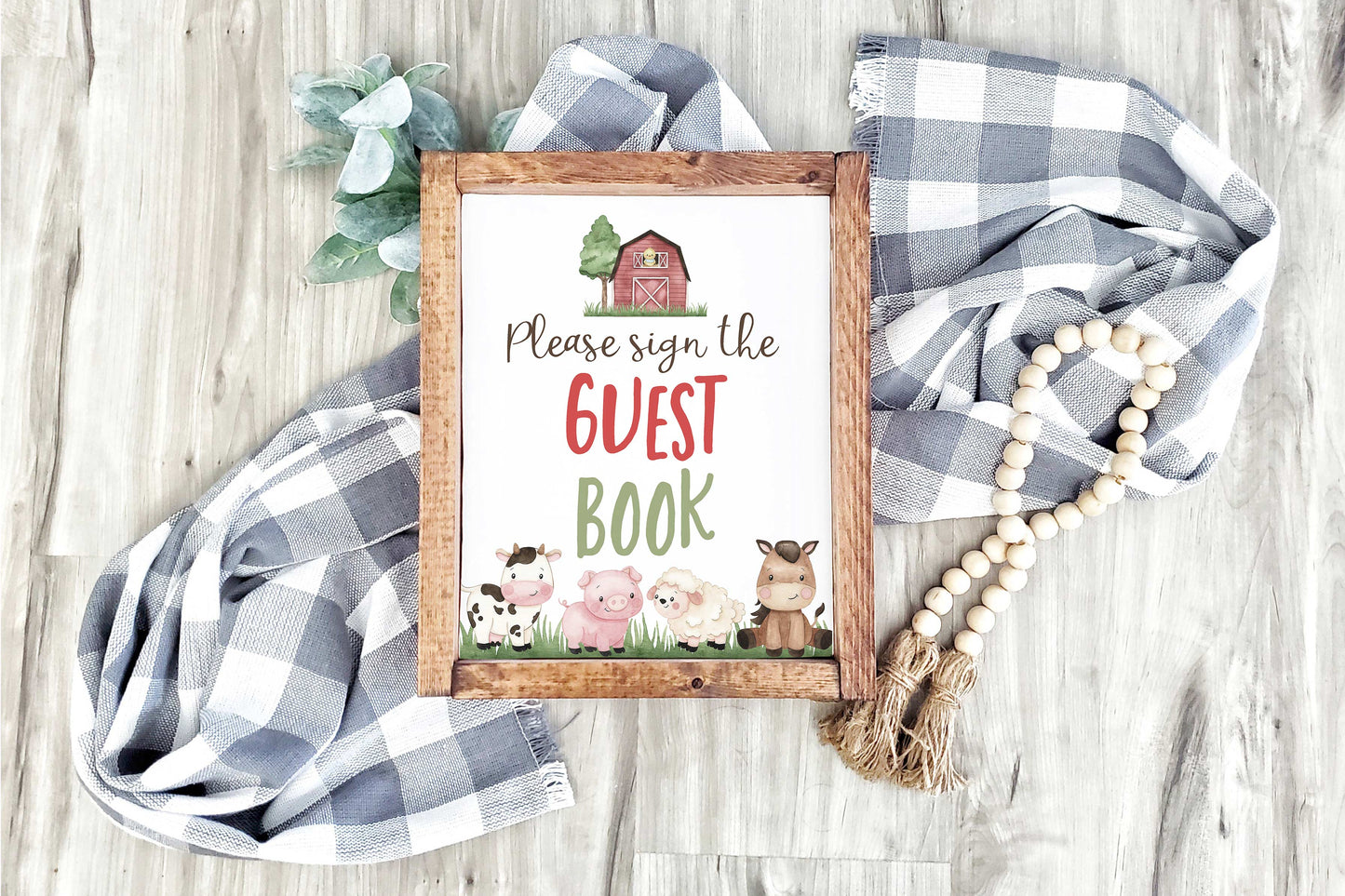 Guest Book Sign Printable | Farm Party Table Decoration - 11A