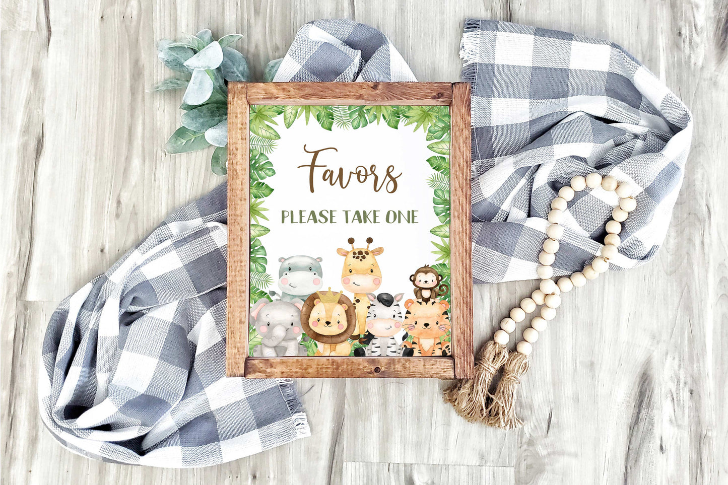 Safari Favors Sign | Jungle Animals Party Table Decorations - 35E