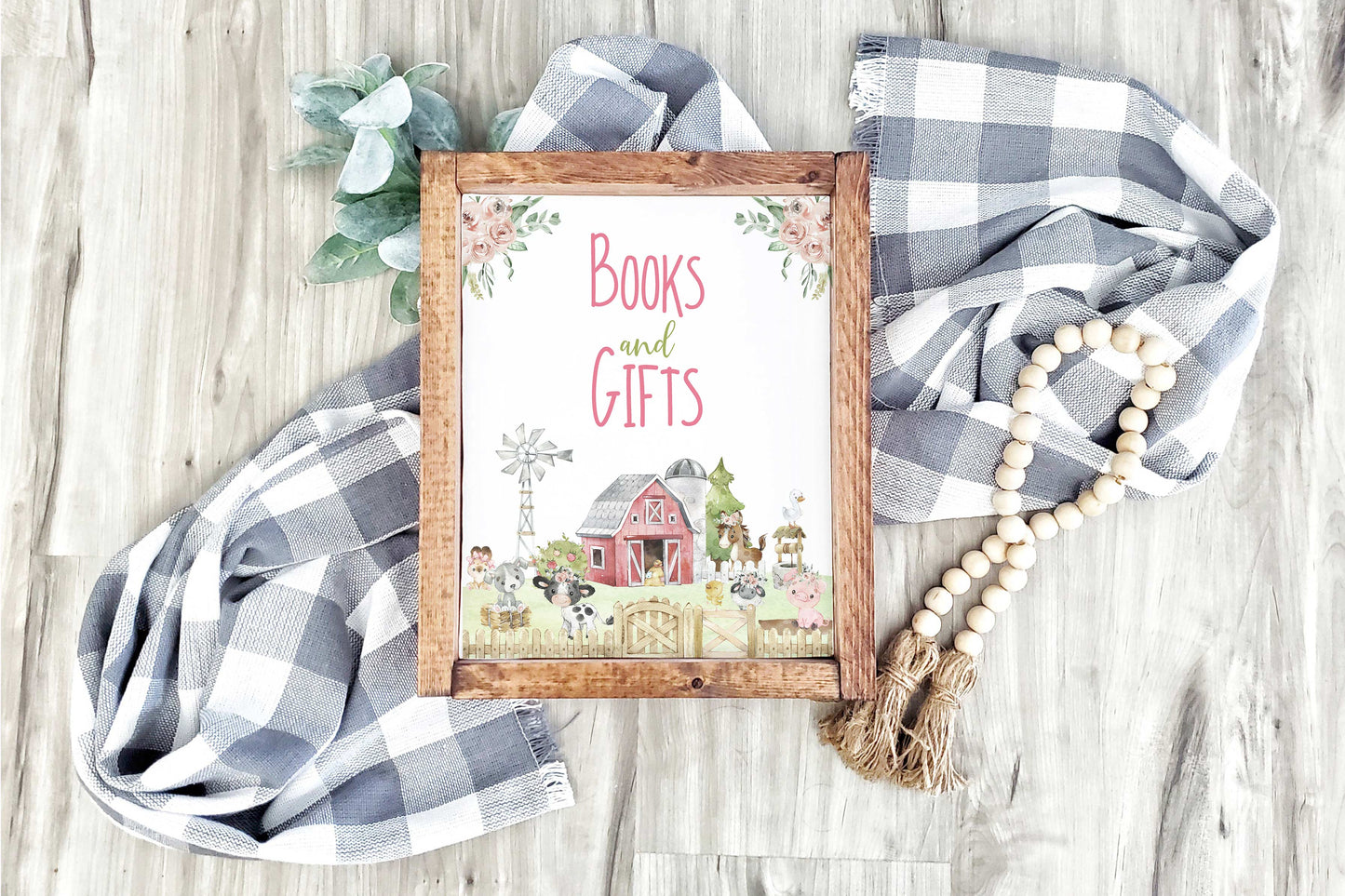 Books and Gifts Sign Printable | Pink Farm Baby Shower Decorations - 11C1