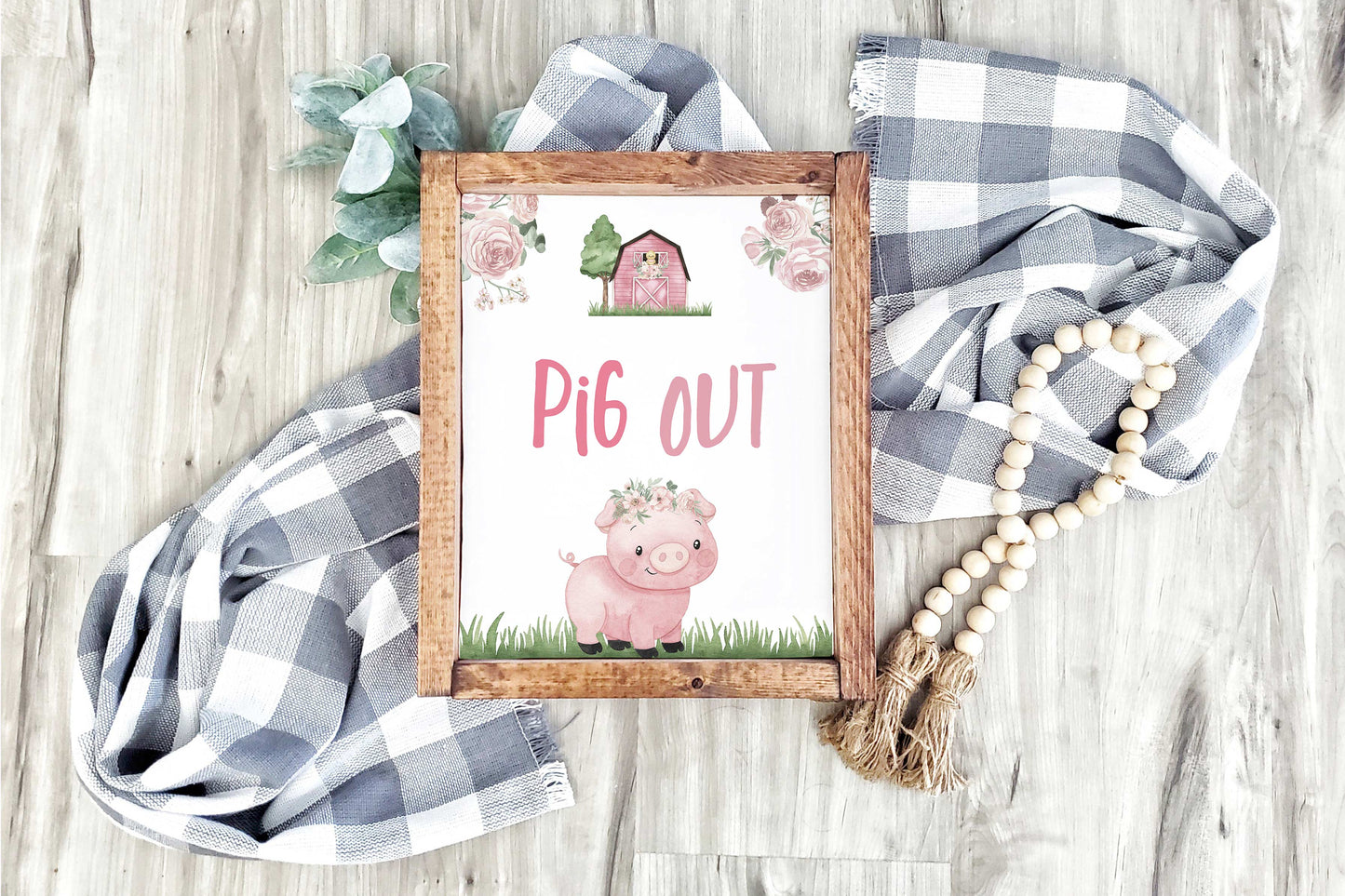 Farm Pig Out Sign Printable | Girl Farm Party Table Decoration - 11A