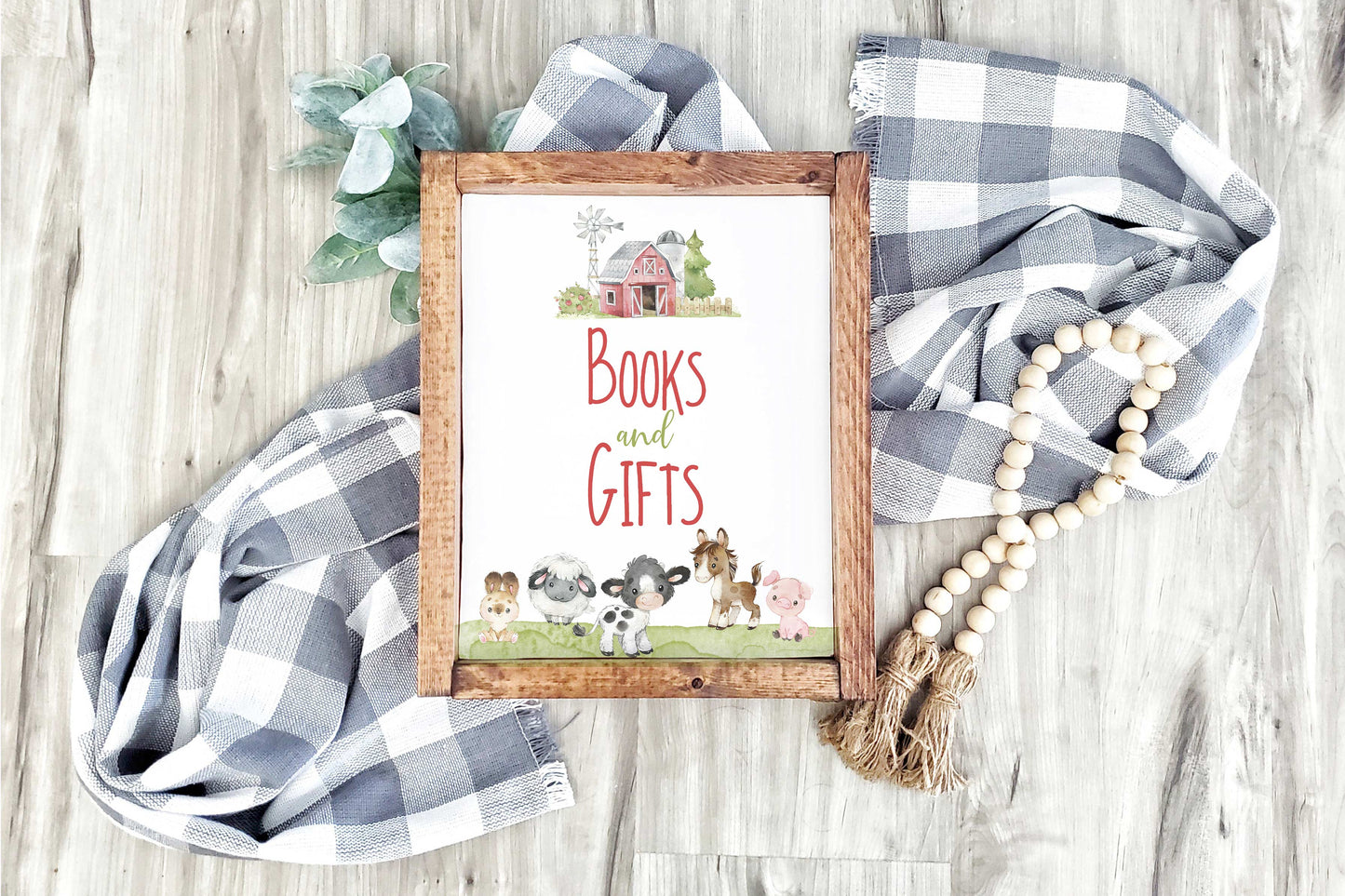 Books and Gifts Sign Printable | Farm Baby Shower Table Decoration - 11C1