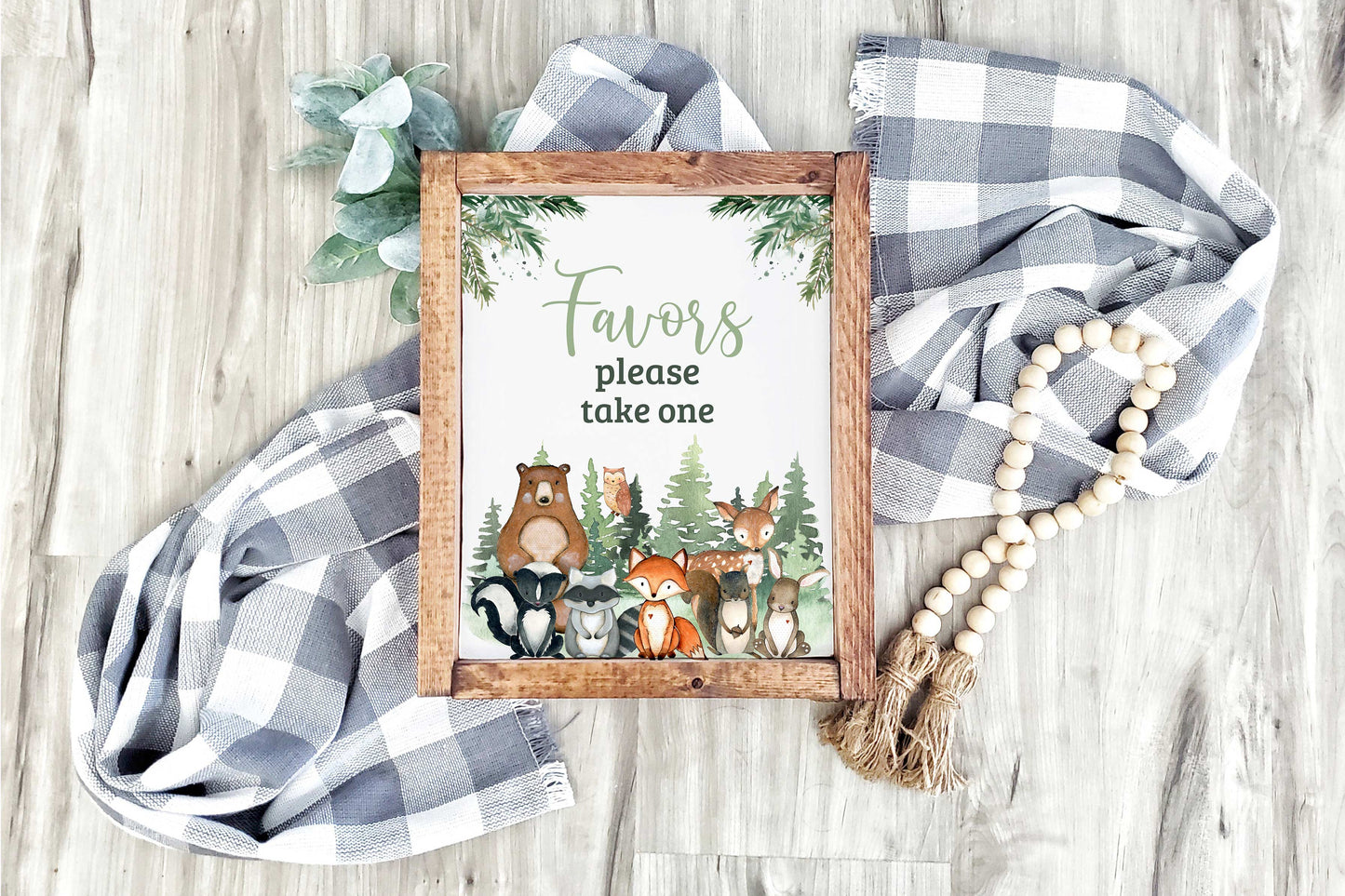 Woodland Favors Sign | Forest Animals Party Table Decorations - 47J2