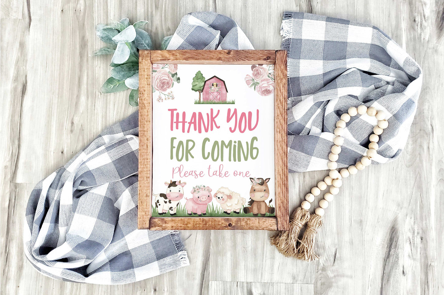 Thank You For Coming Sign Printable | Girl Farm Party Table Decoration - 11A