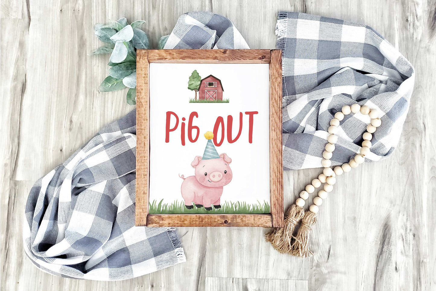 Pig Out Sign Printable | Farm Party Decorations - 11A