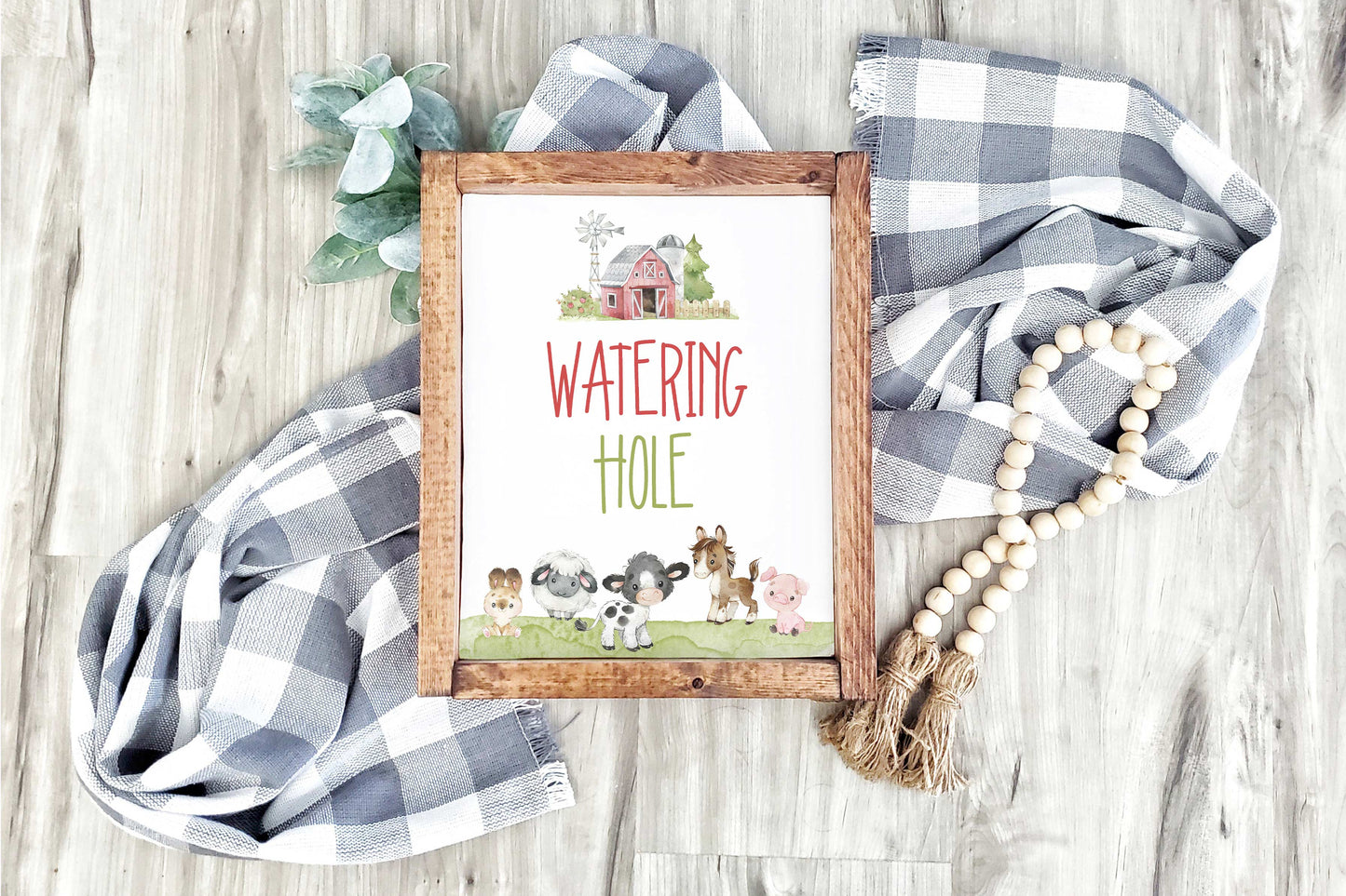 Watering Hole Sign Printable | Farm Party Table Decoration - 11C1