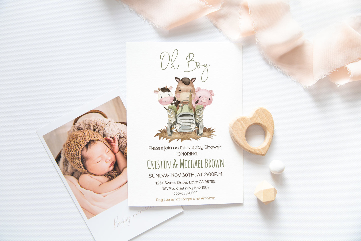 Farm Baby Shower Invitation | Editable Barnyard shower invite - 11E