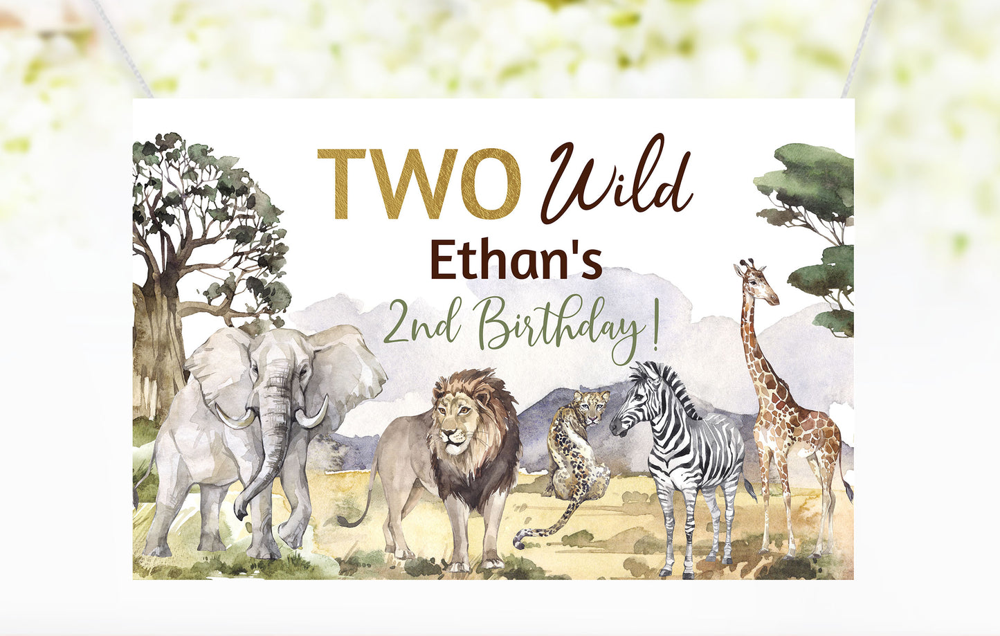 Editable Safari Second Birthday Backdrop Banner | Safari Party Sign - 35I