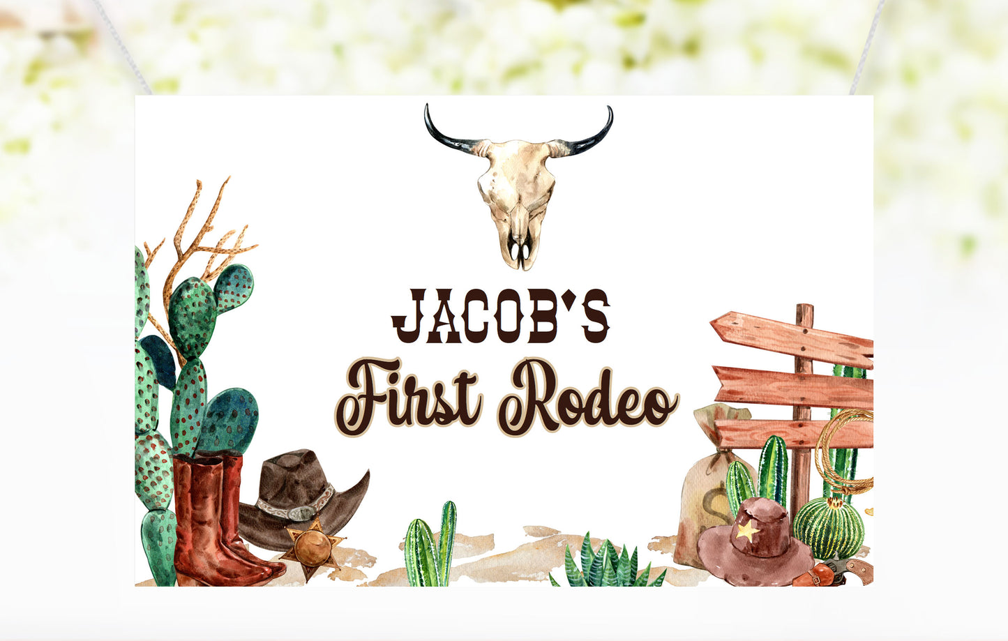 Editable Rodeo birthday Backdrop | Cowboy Birthday Party Sign - 34A