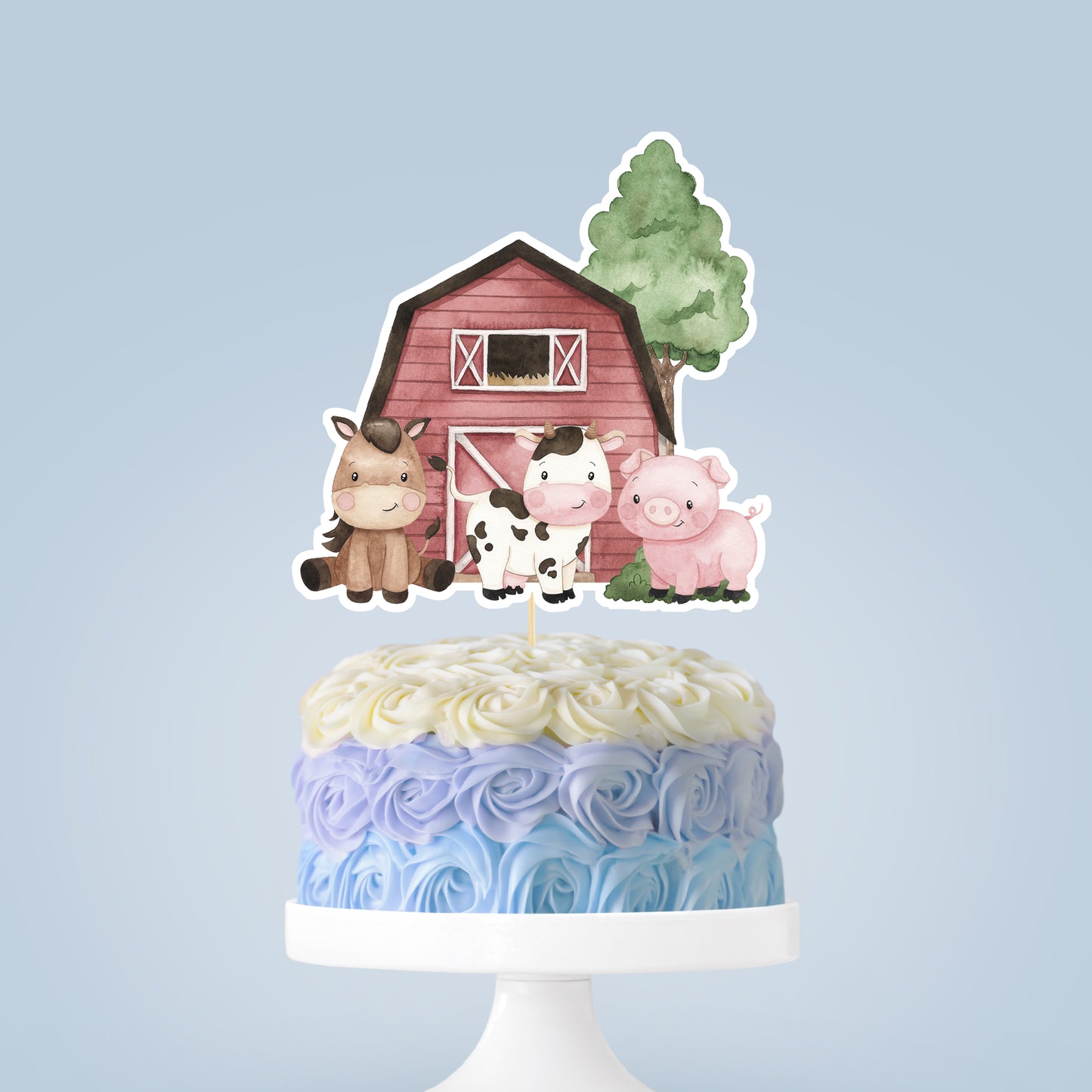 Farm animals Cake topper  | Red Barnyard Birthday Party Decorations - 11A