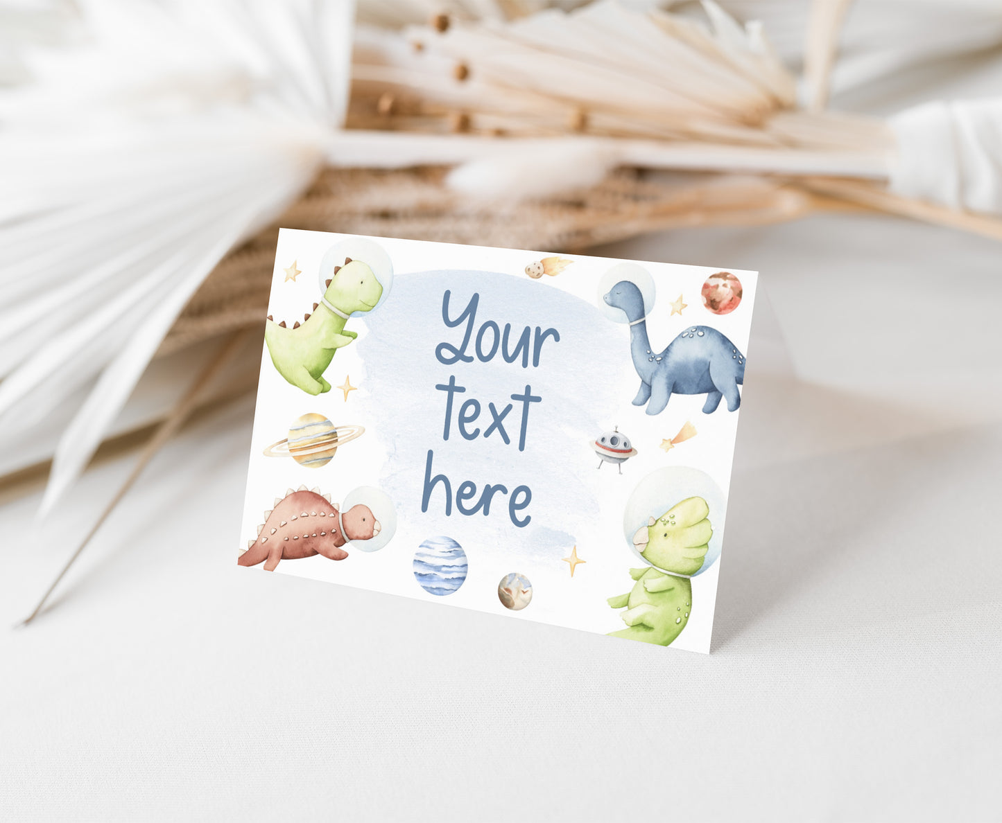 Editable Space Dinosaurs Place Cards | Dino Astronaut Party Decorations - 39D