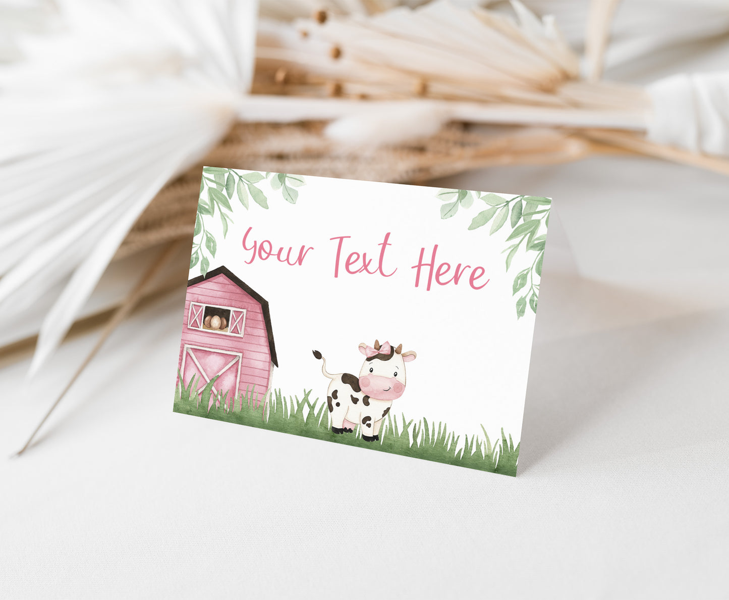 Girl Cow Place Cards | Farm Party Table Decorations - 11A