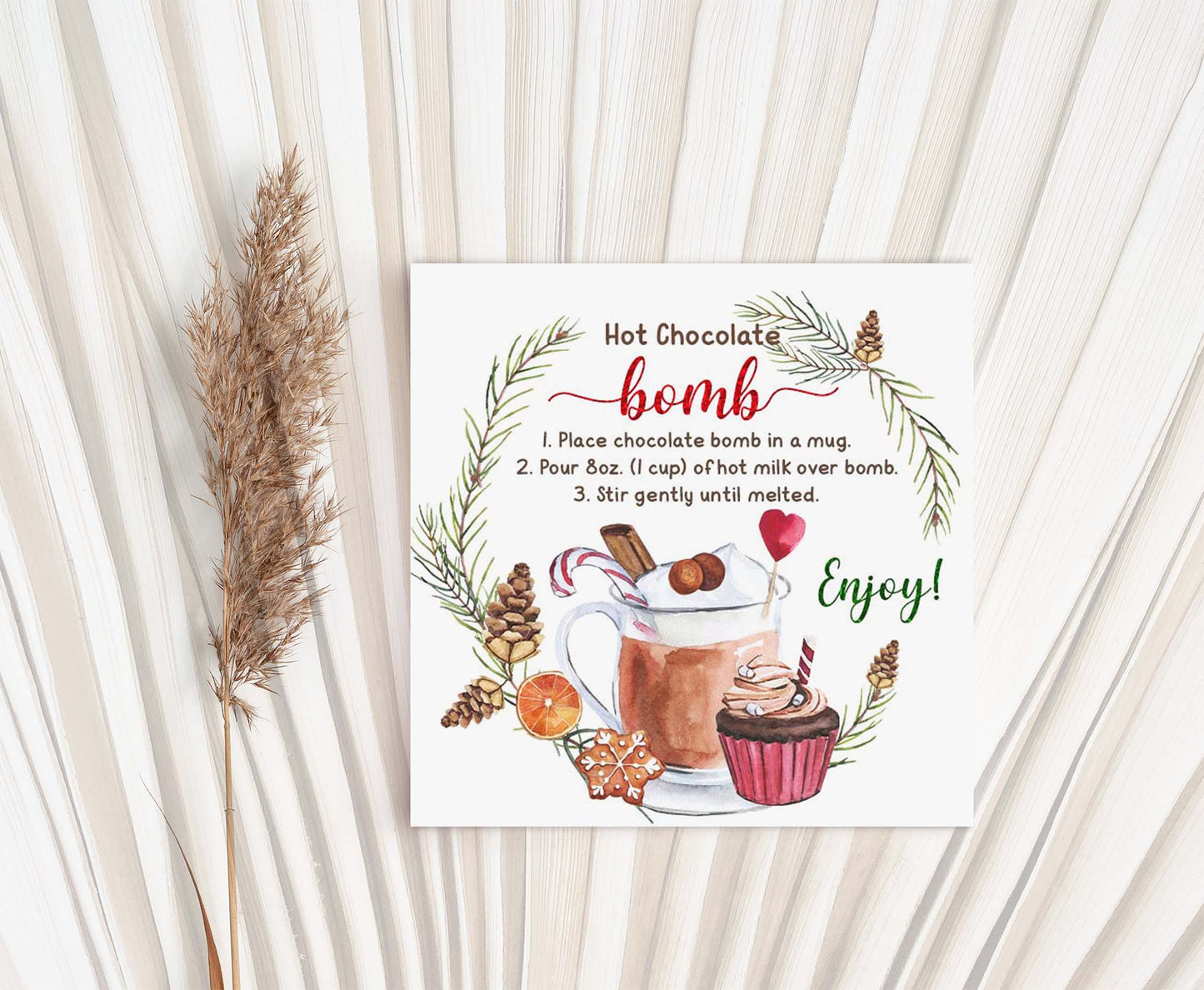 Hot Chocolate Bomb Tags 2"x2" | Christmas Gift Tags - 112