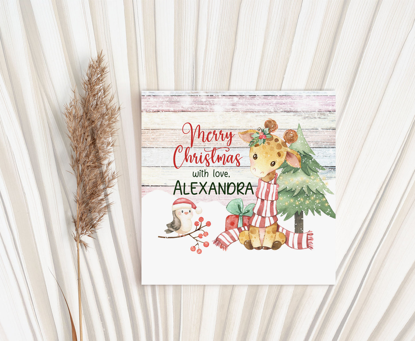 Merry Christmas  2"x2" Tag round and square | Editable Jiraffe Christmas Gift Tag - 112