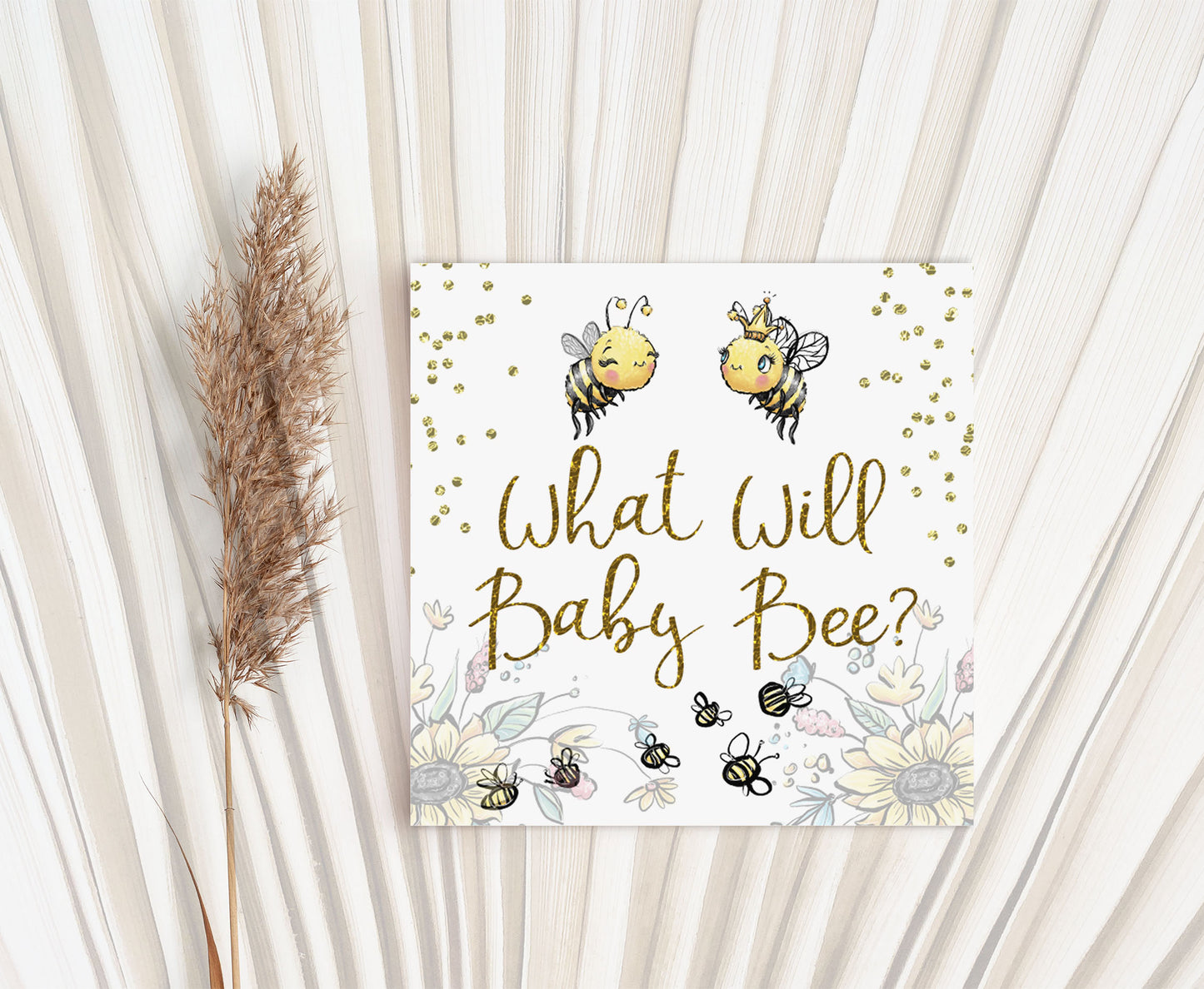 What will baby bee tags 2"x2" Square and Round | Bee Gender Reveal Decorations - 61A