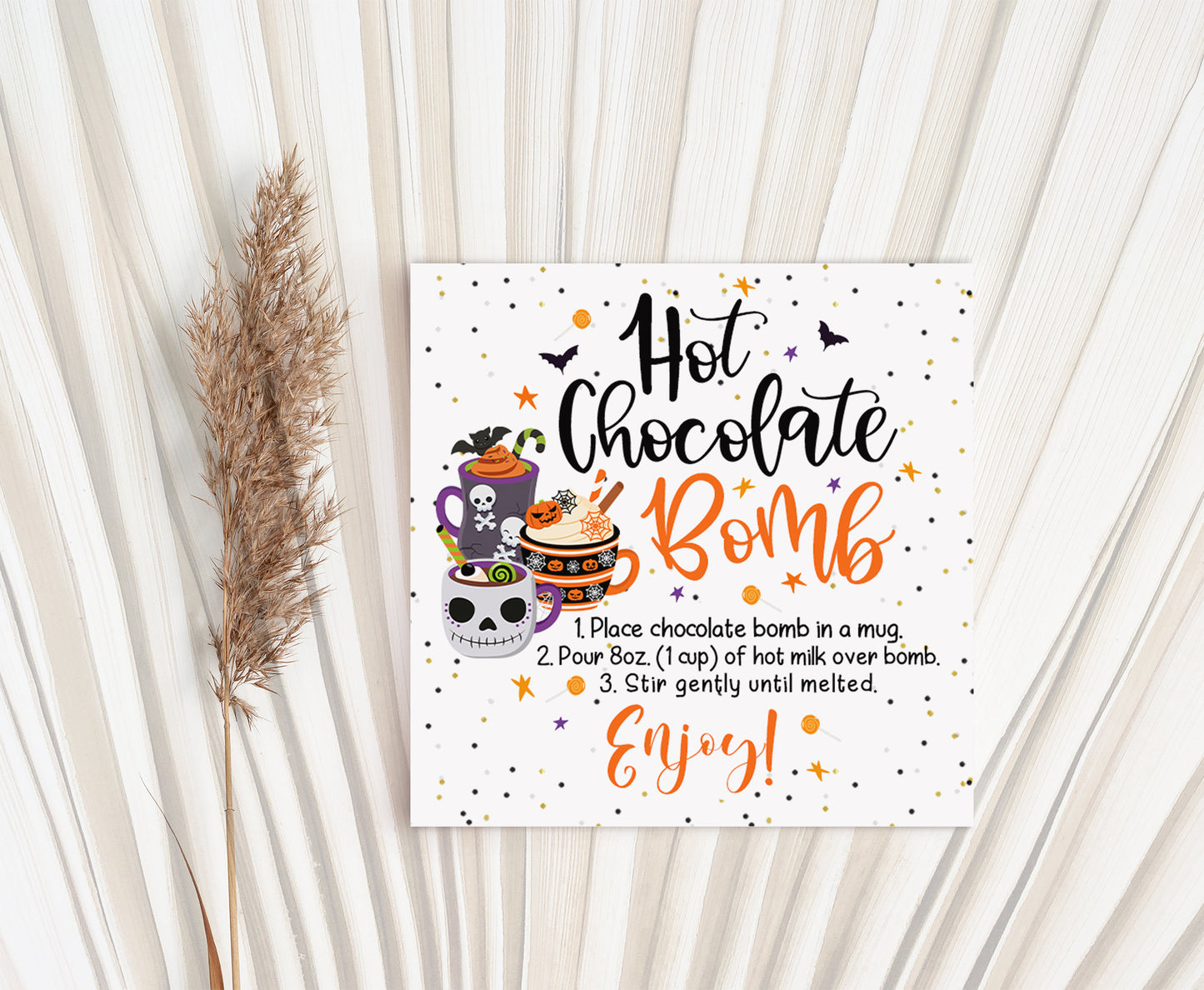 Hot Chocolate Bomb Tags 2"x2" | Halloween Favor Tags - 115