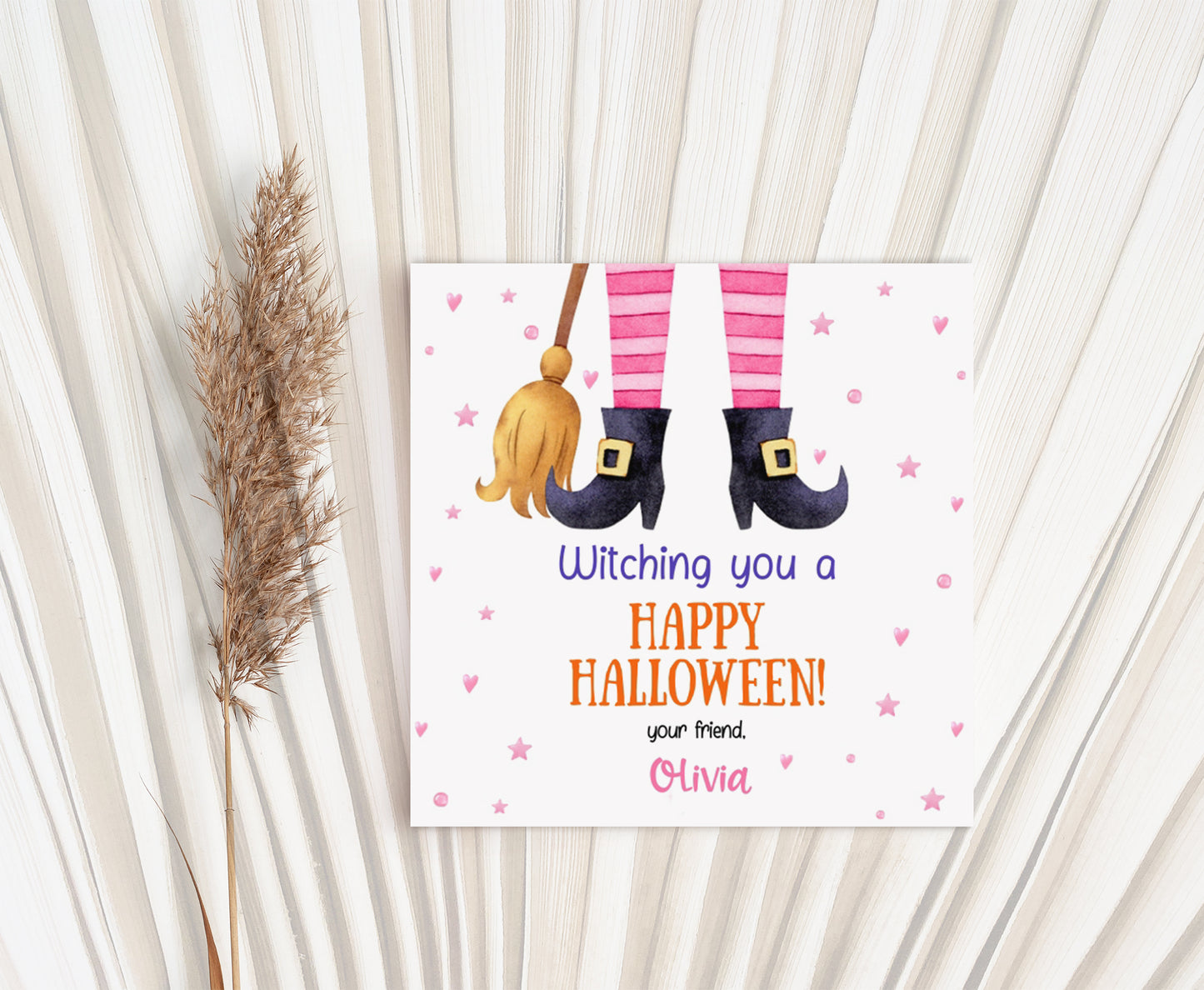 Editable Halloween Witch Tags 2"x2" | Halloween Favor Tags - 115