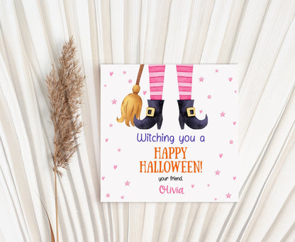 Editable Halloween Witch Tags 2"x2" | Halloween Favor Tags - 115