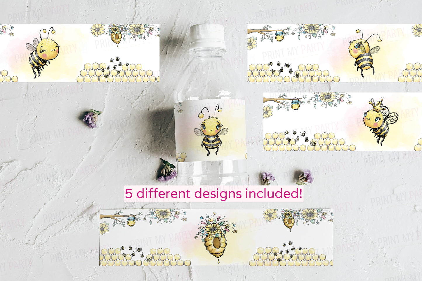 Bee Water Bottle Labels | Bee Themed Party Decorations - 61A