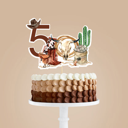 Rodeo Cake topper 5th birthday | Cowboy Party Decorations - 34A