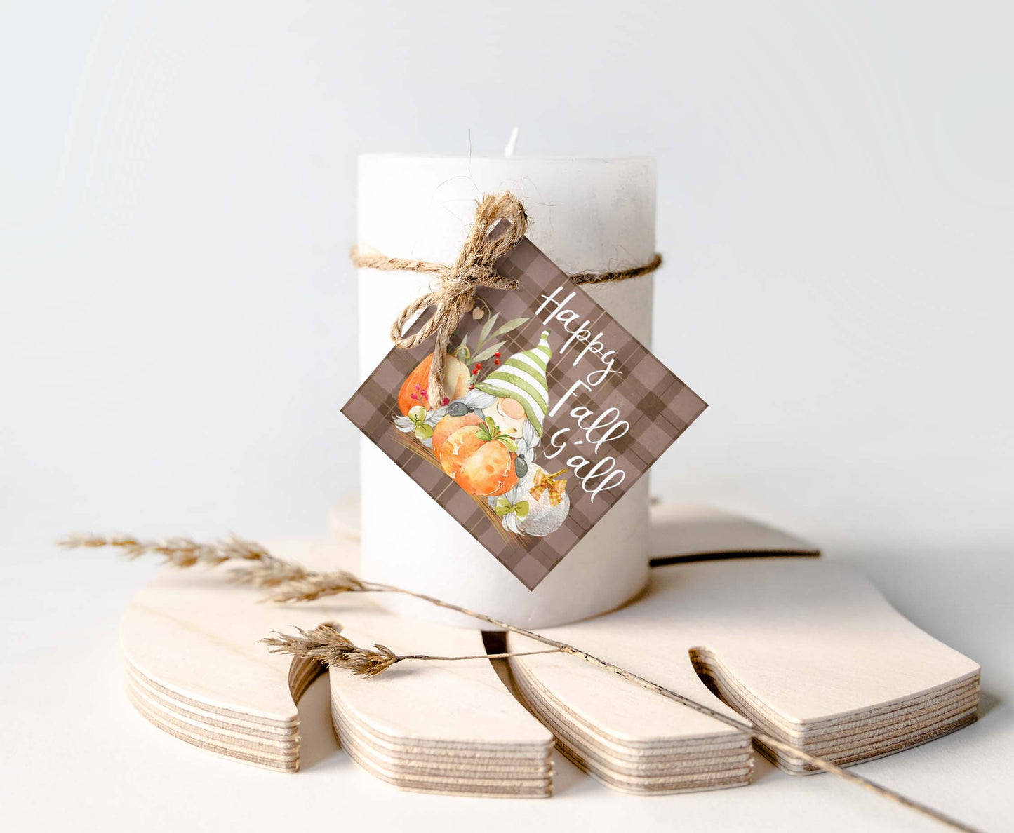 Gnome Happy Fall y´all Tags 2"x2" | Fall Gift Tags- 30
