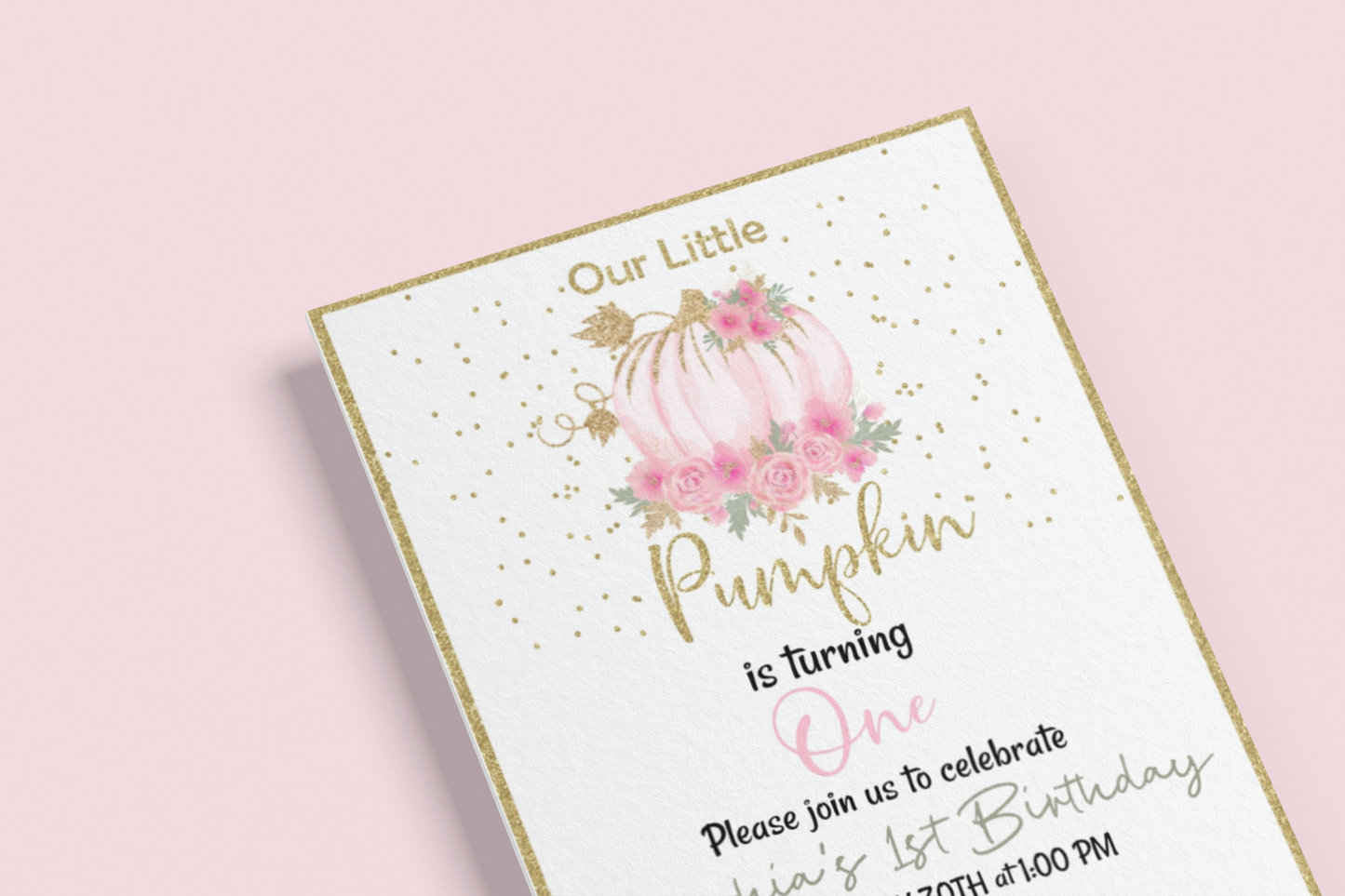 Editable Pumpkin One Birthday Invitation | Fall First Birthday Printable Invite- 30C