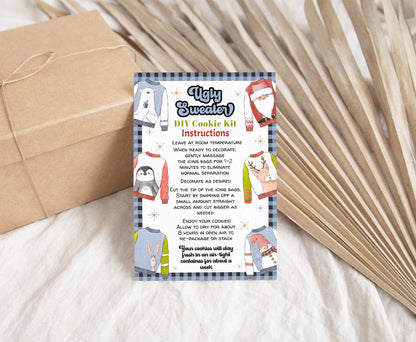 Editable Ugly sweater Cookie Kit Instructions Card | Christmas DIY Cookie KIT card- 112