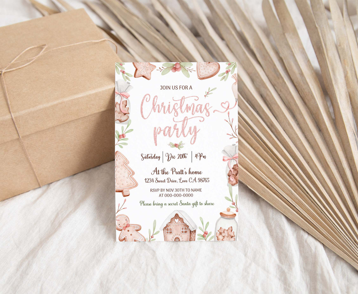 Christmas party invitation | Editable Holiday party invite - 112B