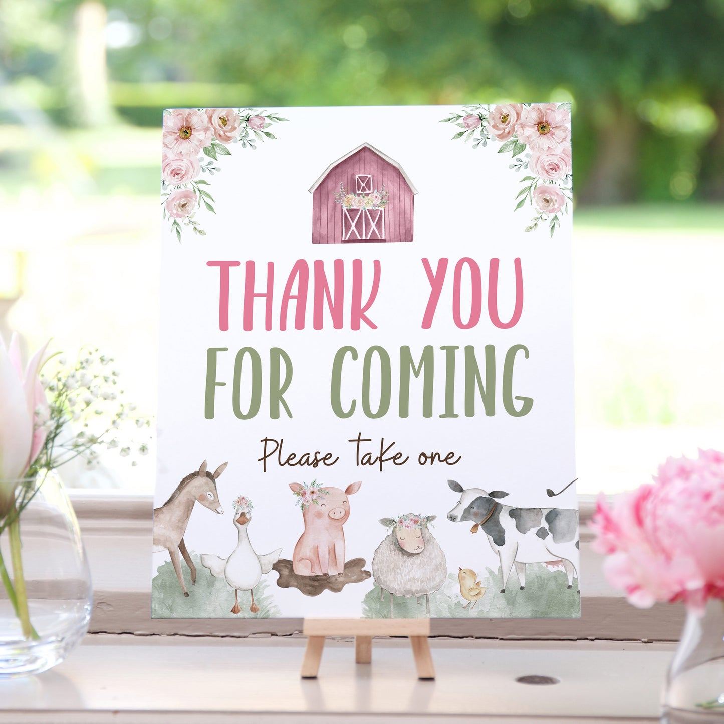 Thank You For Coming Sign | Girl Farm Party Decorations - 11B