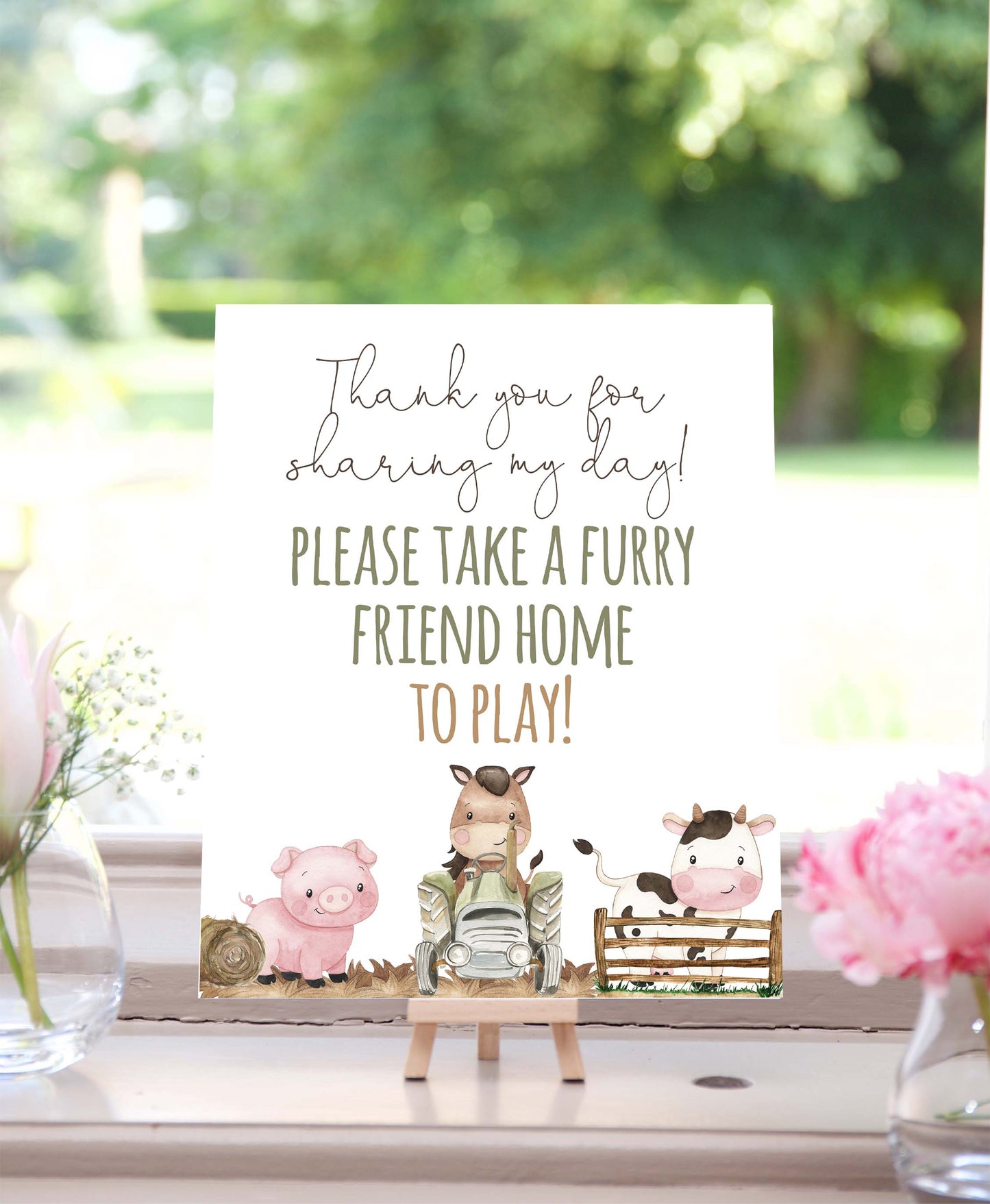 Thank you for sharing my day  Sign Printable | Farm Party Table Decoration - 11E