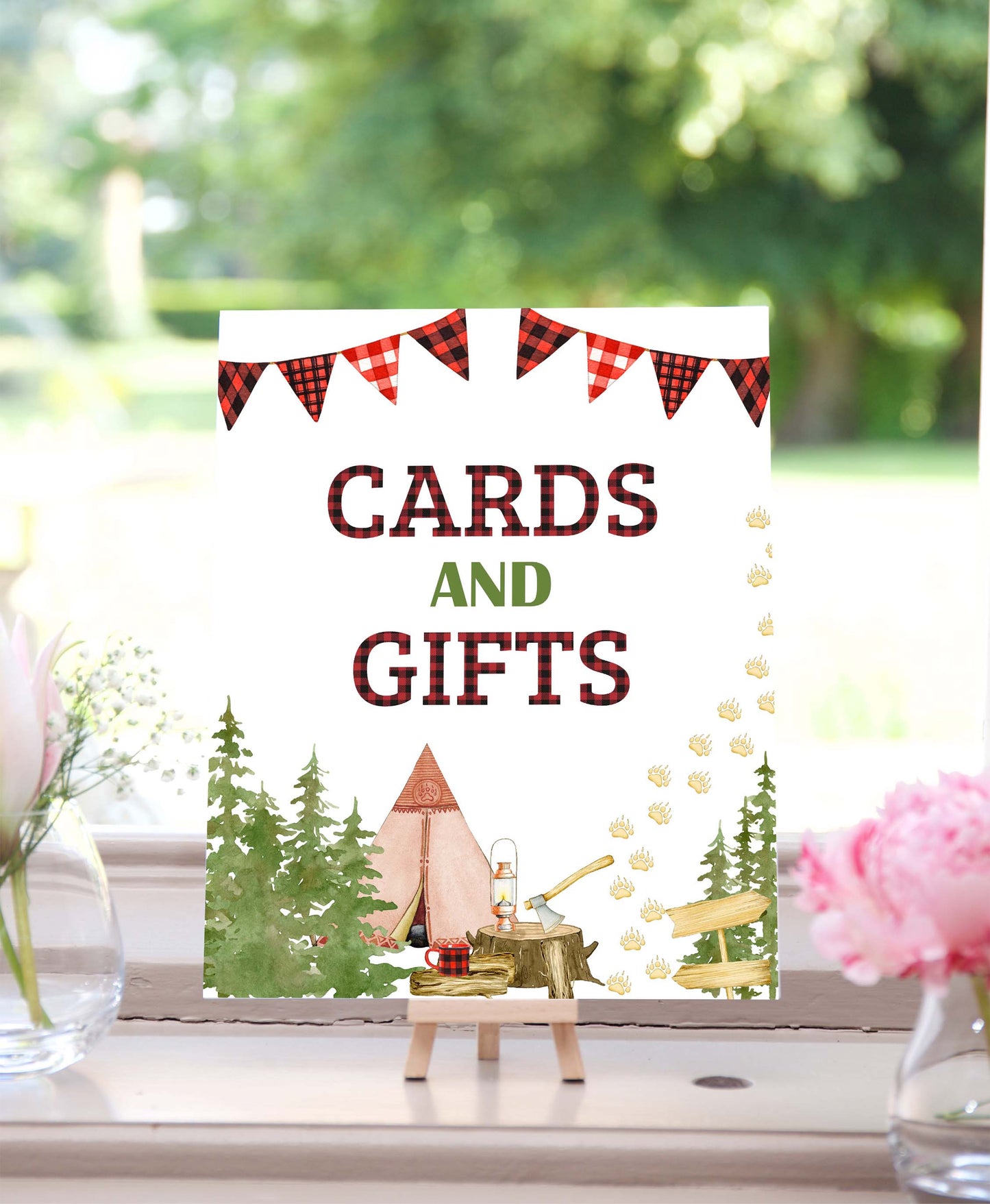 Lumberjack Cards and Gift Sign | Lumberjack Themed Party Table Decorations -19A