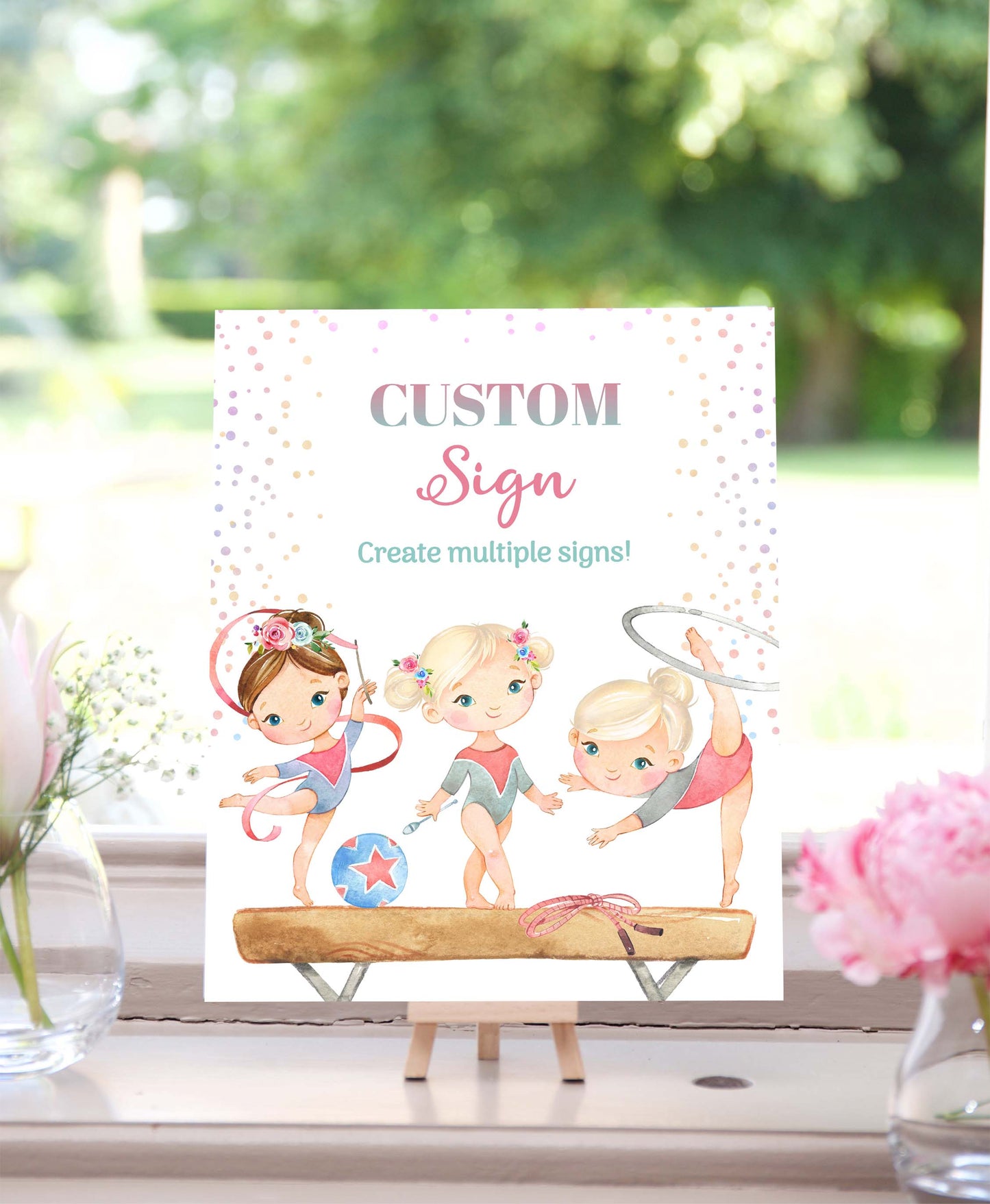 Custom Gymnastic Table Sign | Gymnastic Theme Party Decorations - 99A