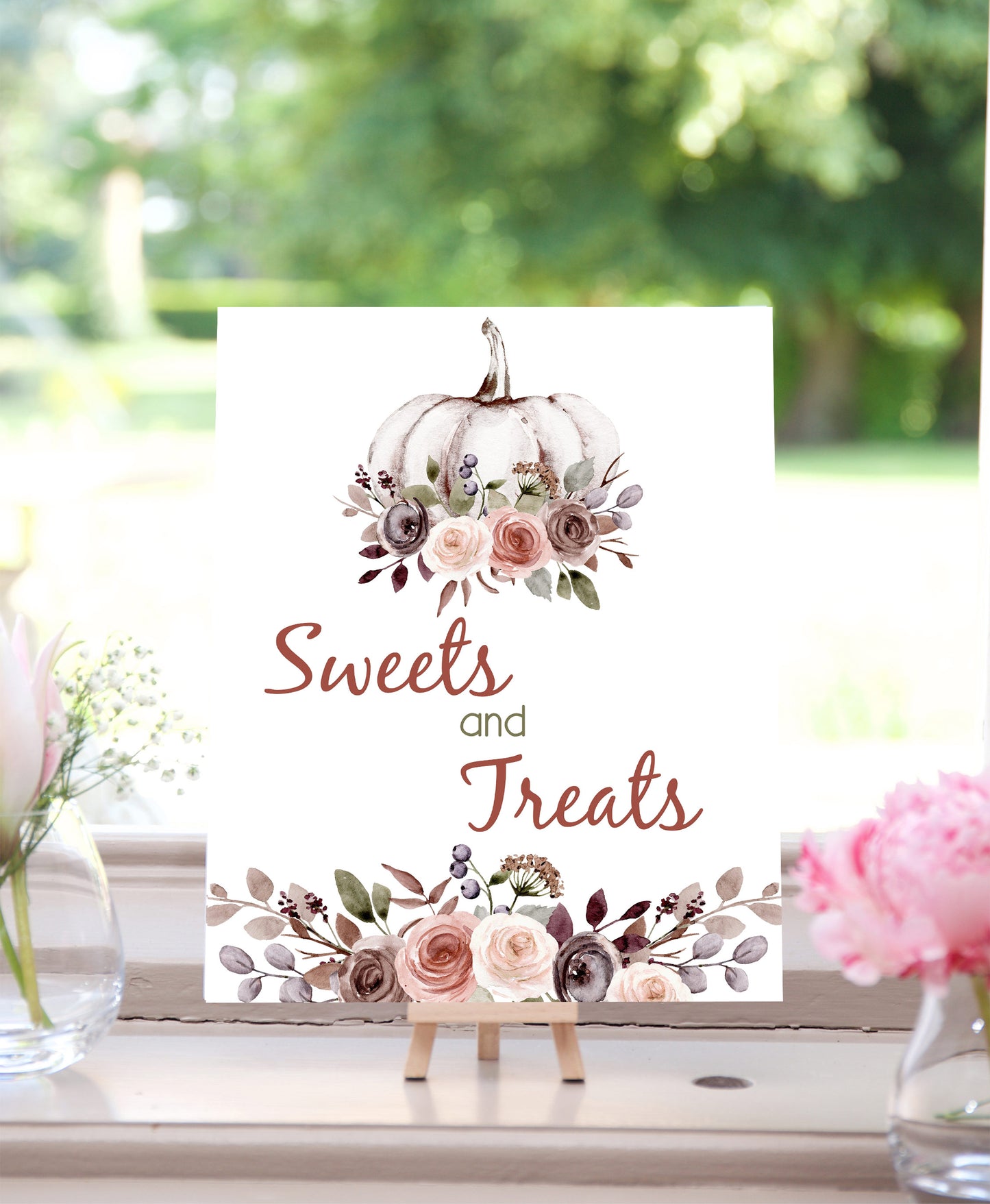 Fall  Sweets and Treats Sign | Pumpkin Themed Party Table Decorations - 30I