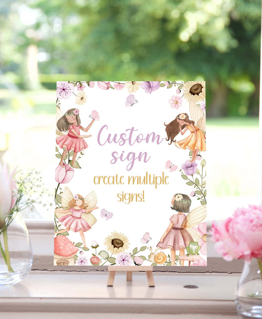 Custom Fairy Table Sign | FairyTheme Party Decorations - 10A