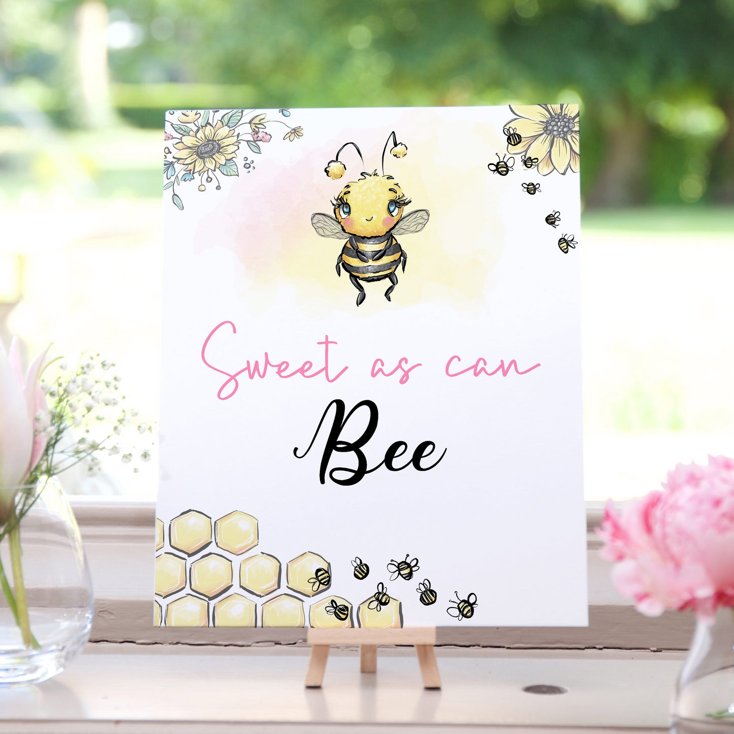 Sweet as can Bee Table Sign | Bee theme Party Table Decoration - 61A