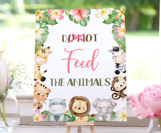 Safari Do not feed the Animals Sign | Girl Jungle Animals Party Table Decorations - 35E