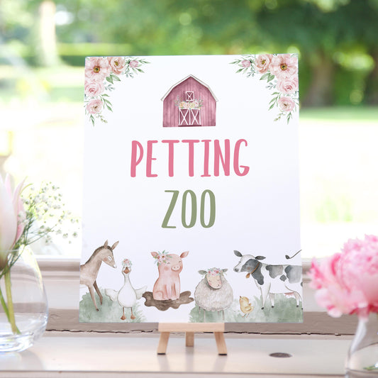 Petting Zoo Sign | Girl Farm Party Decorations - 11B