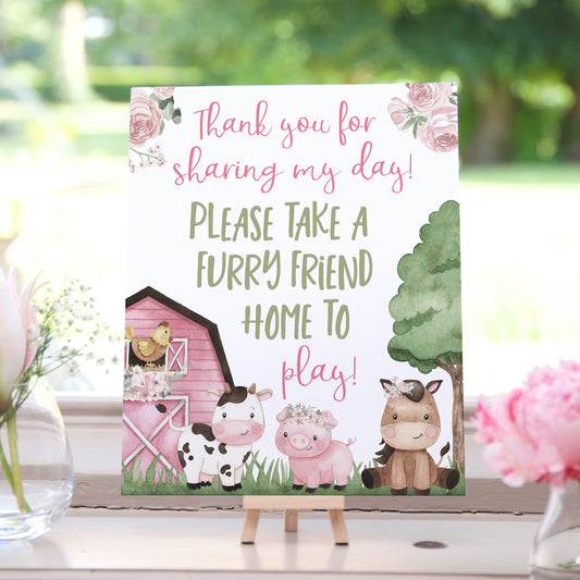 Girl Farm Favors Sign | Floral Farm Party Decorations - 11A