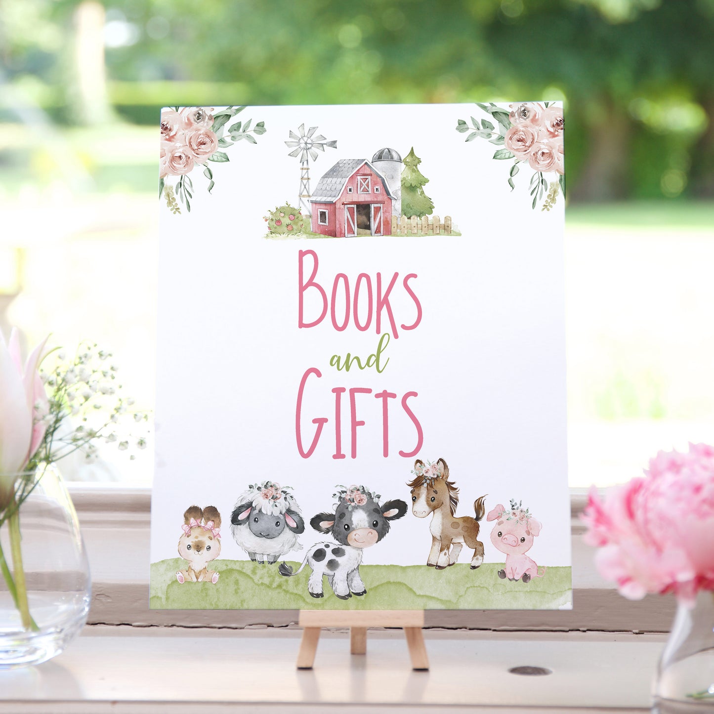 Book and Gifts Sign Printable | Floral Farm Baby Shower Decorations - 11C1