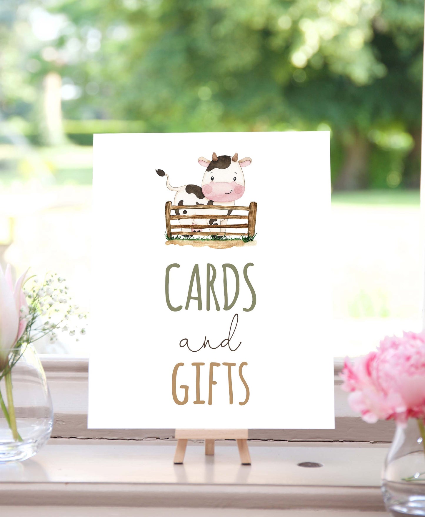 Cards and gifts Sign Printable | Farm Party Table Decoration - 11E